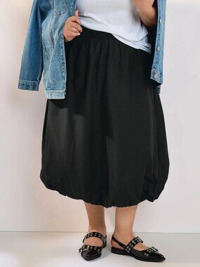 YOURS | Curve Plus Size Black Bubble Hem Midaxi Skirt - NWT!